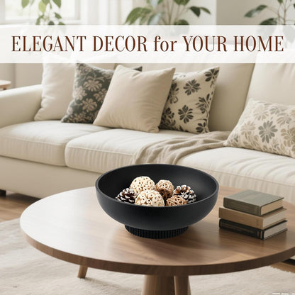 Deobath Large Resin Pedestal Decorative Bowl - Modern Handicraft Bowls for Home Decor - Fruit Bowl for Kitchen Counter - Key Bowl for Entryway Table,Artificial Stone Beige
