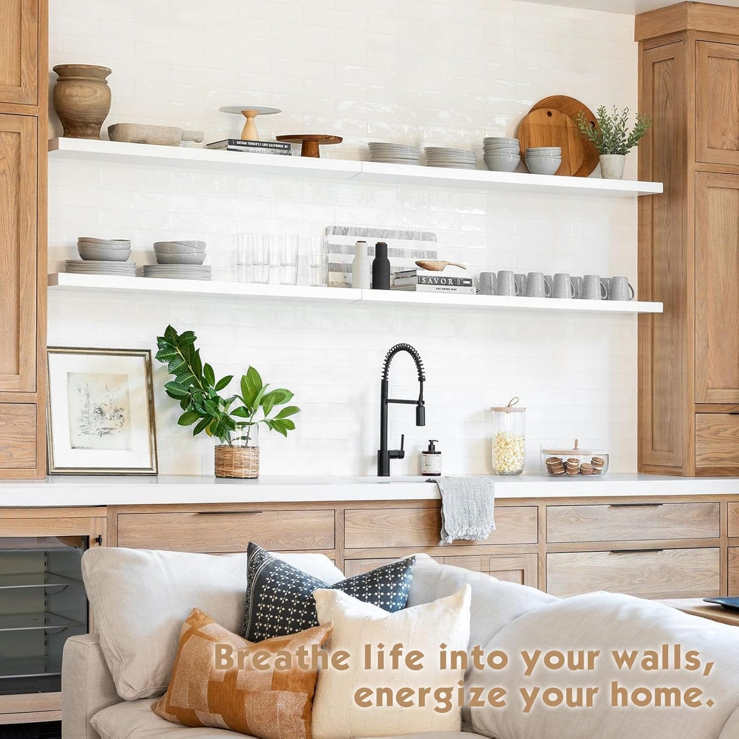 Forbena 36 Inch Floating Shelves for Wall Long Set of 3, Large Deep Wall Shelves for Bedroom Living Room Decor, Rustic Wood Floating Shelf for Kitchen Closet Office TV Plants Books (Dark Brown)