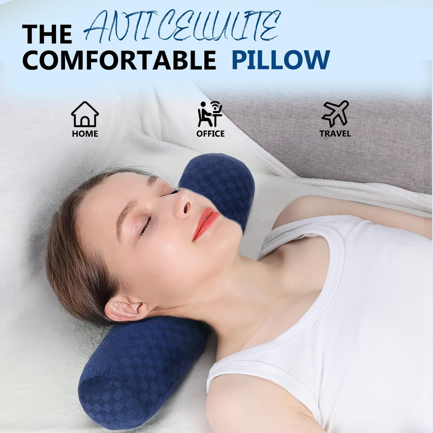 Health Cervical Neck Roll, Comfortable and Highly Resilient Bolster Pillows, Round Neck Pillows Support for Sleeping | Large Size Bolster Pillow for Bed, Legs, Back and Yoga (Grey)