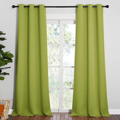 NICETOWN Halloween Pitch Black Solid Thermal Insulated Grommet Blackout Curtains/Drapes for Bedroom Window (2 Panels, 42 inches Wide by 63 inches Long, Black) - Colors B