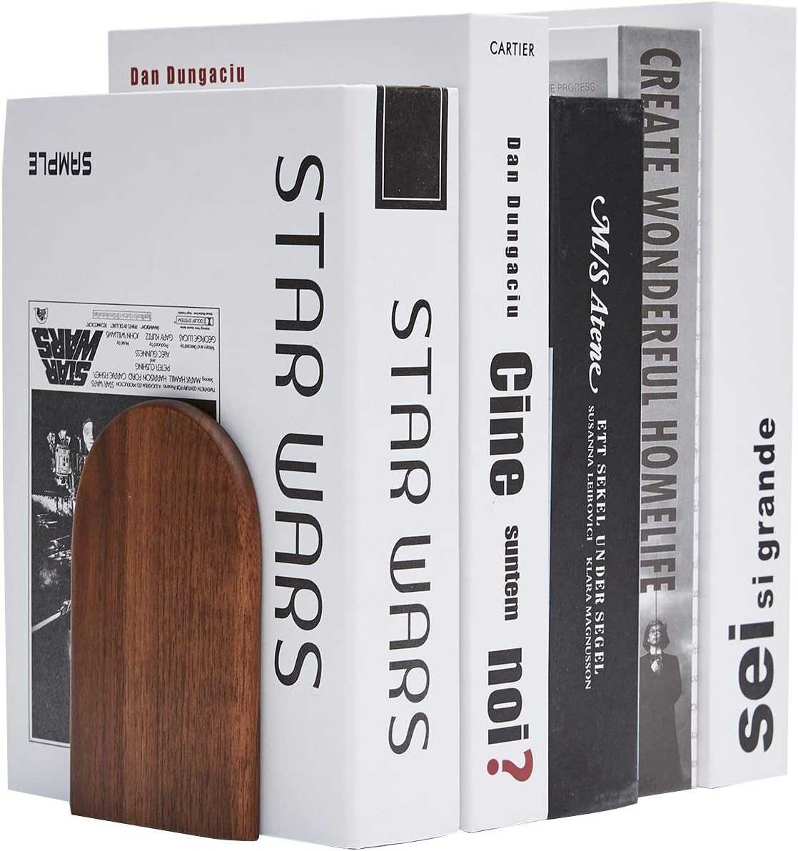 Pandapark Wood,Non-Skid Bookend for Shelves,Heavy Duty,Book Stand for CDs,1 Pair