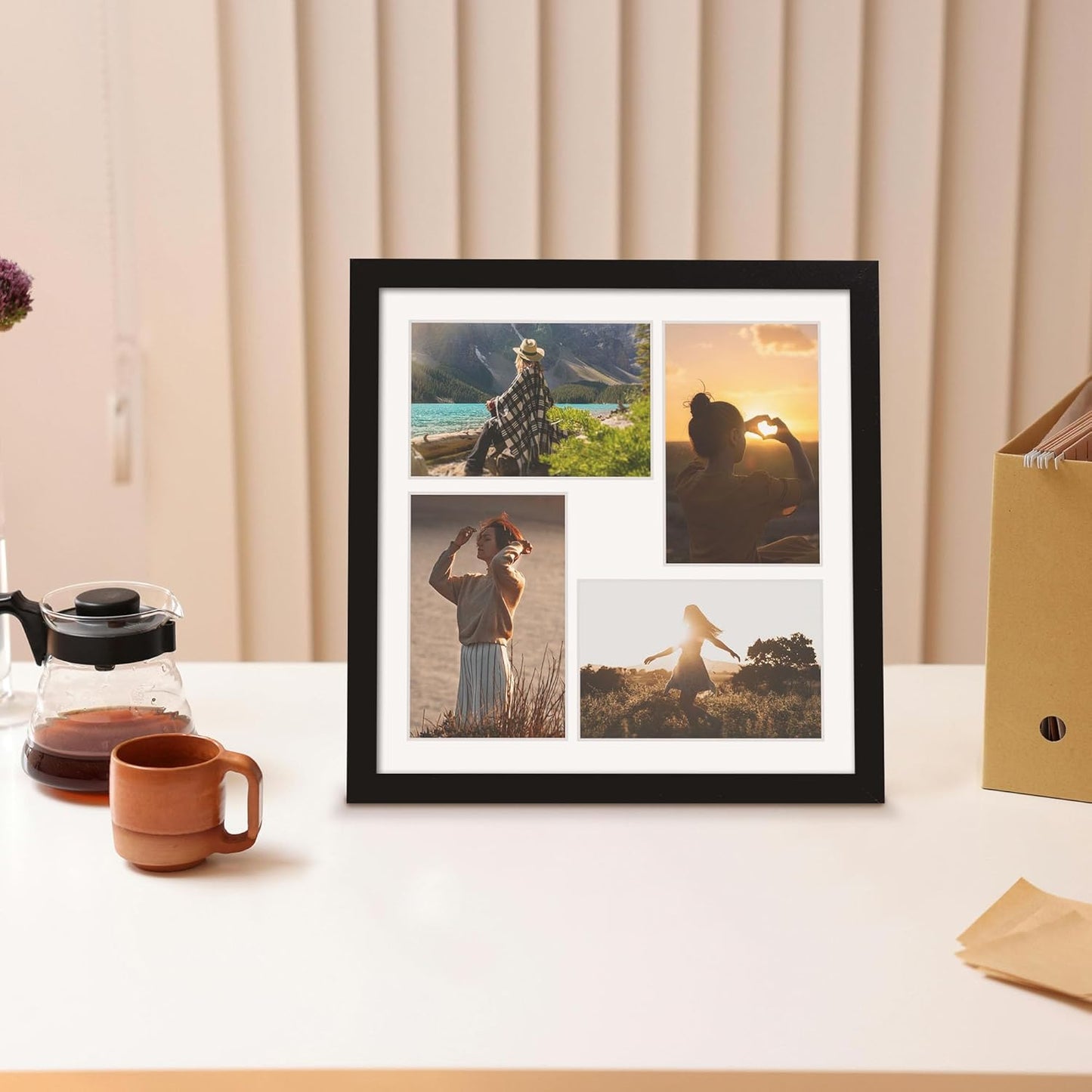 DUENPY 14x26 Collage Picture Frame 4x6 Collage Picture Frame Displays Twelve 4x6 inch Photos Available Horizontal Wall Mounting Display and Vertical Black - Colors B