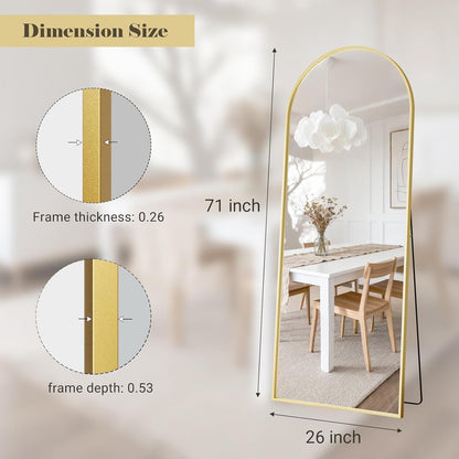 57" x 20" Arched Full Length Mirror - Wall Mounted/Floor Mirror Aluminum Alloy Frame Full Body Mirrors for Bathroom Living Room Bedroom and Entryway,Black