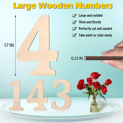 17 inch Large Wooden Sign & for Wall Decor, Big Wood Symbol &, Giant Paintable Blank Wooden Shapes for Crafts, Unfinished Wood Cutouts for Birthday Party, Rustic Wedding, Christmas Decor, Baby Shower