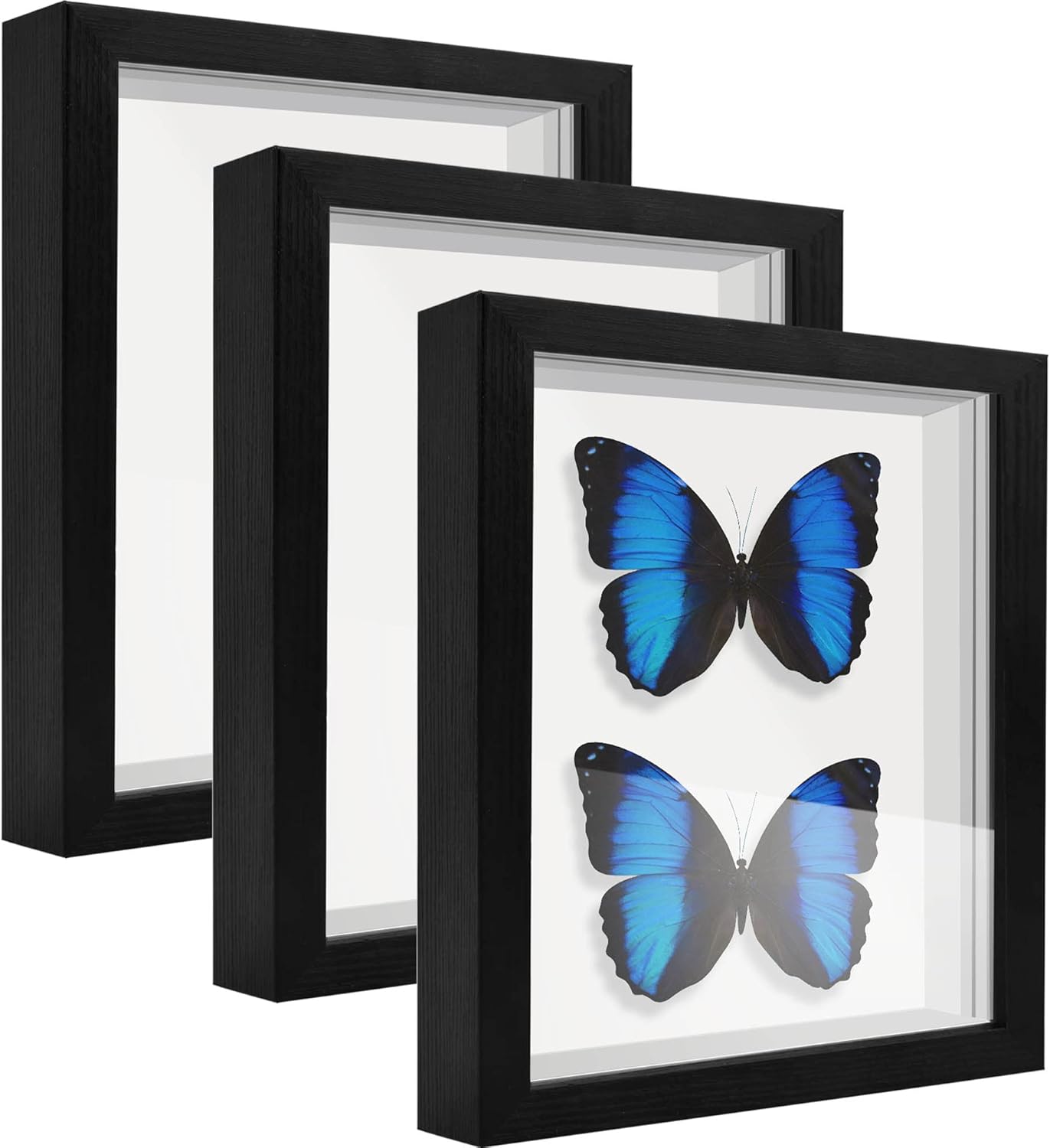 8x8 Shadow Box Frame Display Case with Letter Stickers, 3D Picture Frame, Display Case Box for Memorabilia, Baby Items, Wedding Memories, Crafts, Tickets and Photos (White, 8x8)