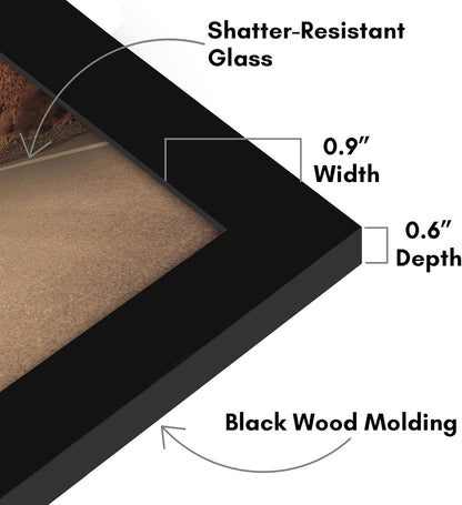 Americanflat 12x18 Poster Frame with Shatter-Resistant Glass - Signature Collection - Gallery-Style Frames Made of Engineered Wood - Photo Frame for Wall Display - Black - Colors A
