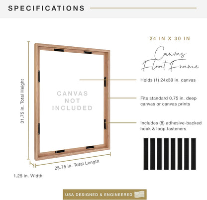 MCS Canvas Float Frames 8x10 Frame, Black Frame for Finished Canvases, Vertical & Horizontal Wall Hanging Frame with Adhesive for Canvas Paintings (1-Pack)