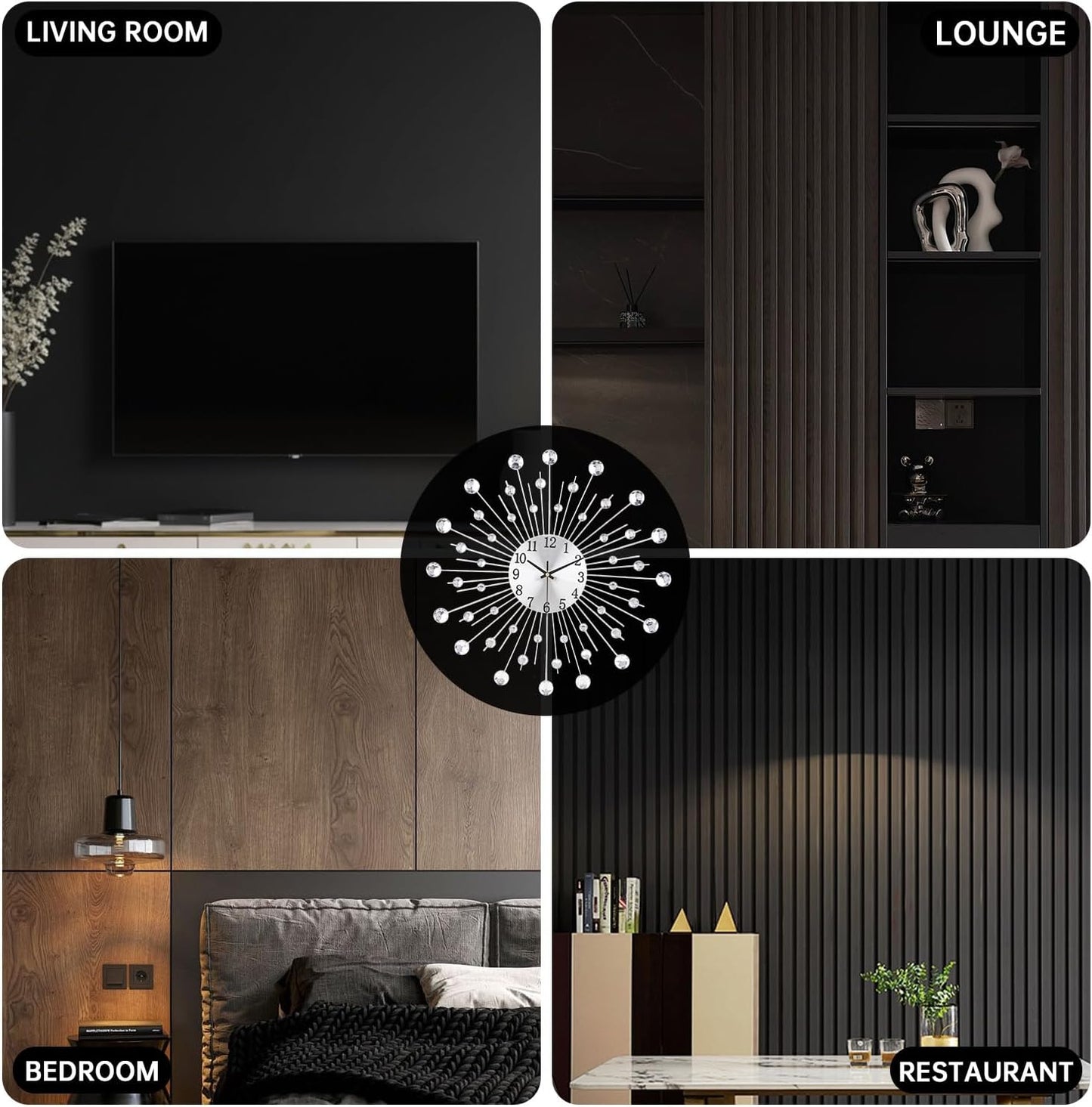 SIN&MI Large Wall Clocks, Silent Sunflower Shape Chic Decorative Wall Clock, Modern Non-Ticking Round Clock Dial Iron Metal Wall Clock for Living Room Decor Entrance Office Cafe 20 Inch
