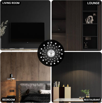 SIN&MI Large Wall Clocks, Silent Sunflower Shape Chic Decorative Wall Clock, Modern Non-Ticking Round Clock Dial Iron Metal Wall Clock for Living Room Decor Entrance Office Cafe 20 Inch