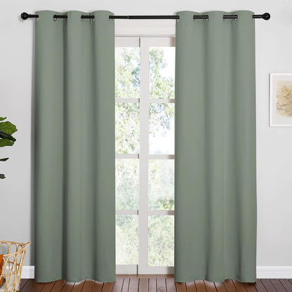 NICETOWN Halloween Pitch Black Solid Thermal Insulated Grommet Blackout Curtains/Drapes for Bedroom Window (2 Panels, 42 inches Wide by 63 inches Long, Black) - Colors B