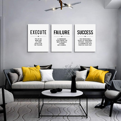Inspirational Canvas Painting Wall Art -EPHANY ART,Mindset Quotes Prints, Success Framed Entrepreneur Poster Positive Quotes Wall Poster for Home Office Workplace (M-3pcs,12x16inchx3pcs)