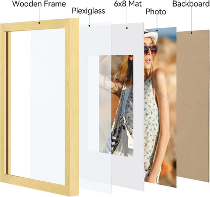 Vittanly 11x14 Picture Frame, Display Pictures 8x10 with Mat or 11x14 without Mat, Photo Frame for Wall Mounting, Black, 1 Pack - Colors A