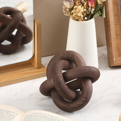 Yalikop 3 Link Wood Knot Decor Rustic Home Décor Accents Hand Carved Coffee Table Decoration, Boho Chain Link Decoration, Modern Shelf, Rustic Objects for Home Living Room Bedroom(White)