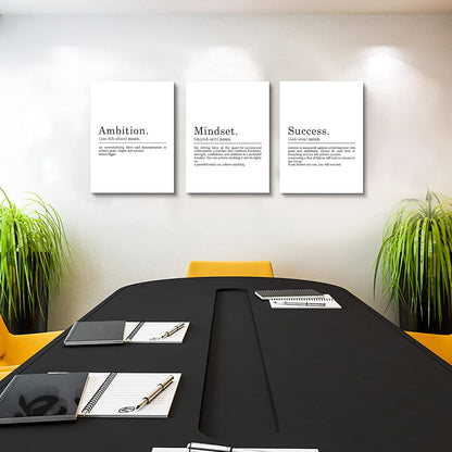 Inspirational Canvas Painting Wall Art -EPHANY ART,Mindset Quotes Prints, Success Framed Entrepreneur Poster Positive Quotes Wall Poster for Home Office Workplace (M-3pcs,12x16inchx3pcs)
