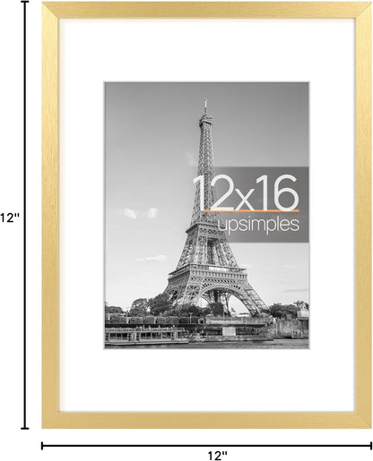 upsimples 8x10 Picture Frame, Display Pictures 5x7 with Mat or 8x10 Without Mat, Wall Hanging Photo Frame, Black, 1 Pack - Colors A