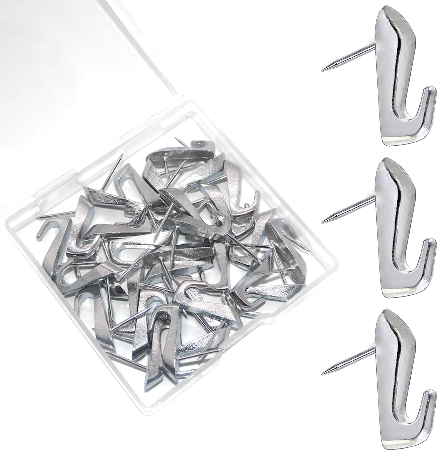 50 PCS Push Pins Picture Hangers Wall Hooks, Double Headed Thumb Tacks for Wall Hangings, Renter Friendly Decor Small Picture Frame Hangers for Drywall Cork Board Home Office Photo Decorations(Black)