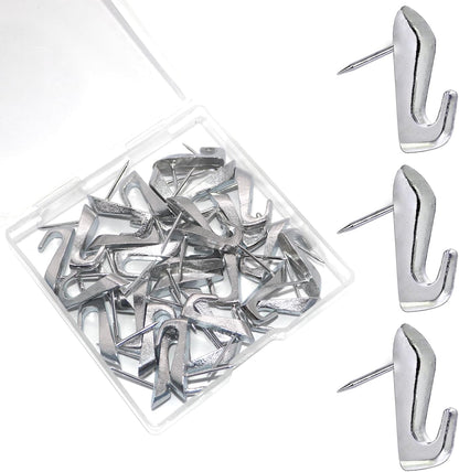 50 PCS Push Pins Picture Hangers Wall Hooks, Double Headed Thumb Tacks for Wall Hangings, Renter Friendly Decor Small Picture Frame Hangers for Drywall Cork Board Home Office Photo Decorations(Black)