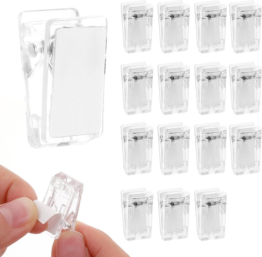 15 Pcs Tapestry Hanging Clips, Self-Adhesive Spring Clips for Poster, Blanket, Shower Curtain, Wall Flag (Clear)