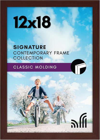 Americanflat 12x18 Poster Frame with Shatter-Resistant Glass - Signature Collection - Gallery-Style Frames Made of Engineered Wood - Photo Frame for Wall Display - Black - Colors B