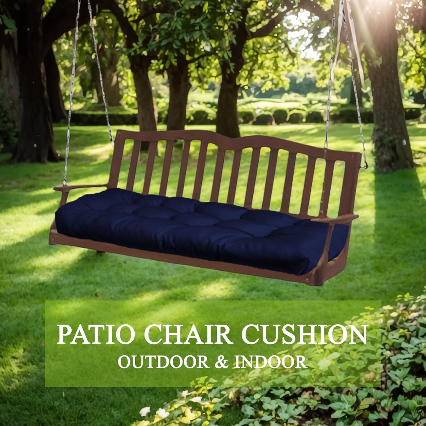 MTMR Outdoor Bench Cushion-44X19 Water-Repellent Tufted Porch Swing Cushions with High Elasticity PP Cotton and Ties Fade-Resistant Patio Outdoor Chair Cushion for Bench Furniture, Indoor Seat Cushion