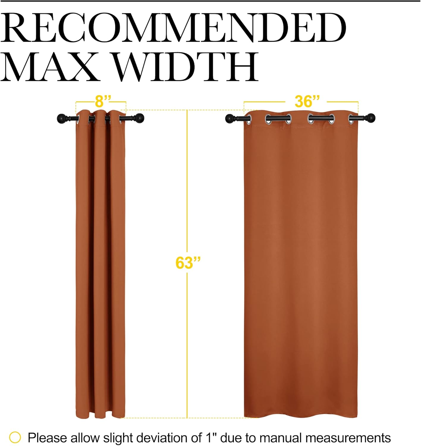NICETOWN Halloween Pitch Black Solid Thermal Insulated Grommet Blackout Curtains/Drapes for Bedroom Window (2 Panels, 42 inches Wide by 63 inches Long, Black) - Colors B