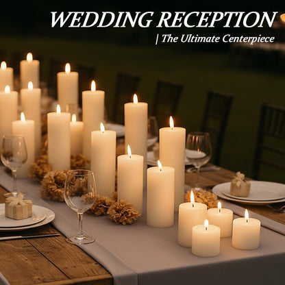 18 Pcs Ivory Pillar Candles Bulk Set，3 Different Lengths 2 x 3/4/6 Inch (6 Each)，Hurricane Candles，Dripless Unscented Smokeless，Gives You a Better Atmosphere When Organizing an Event Party.