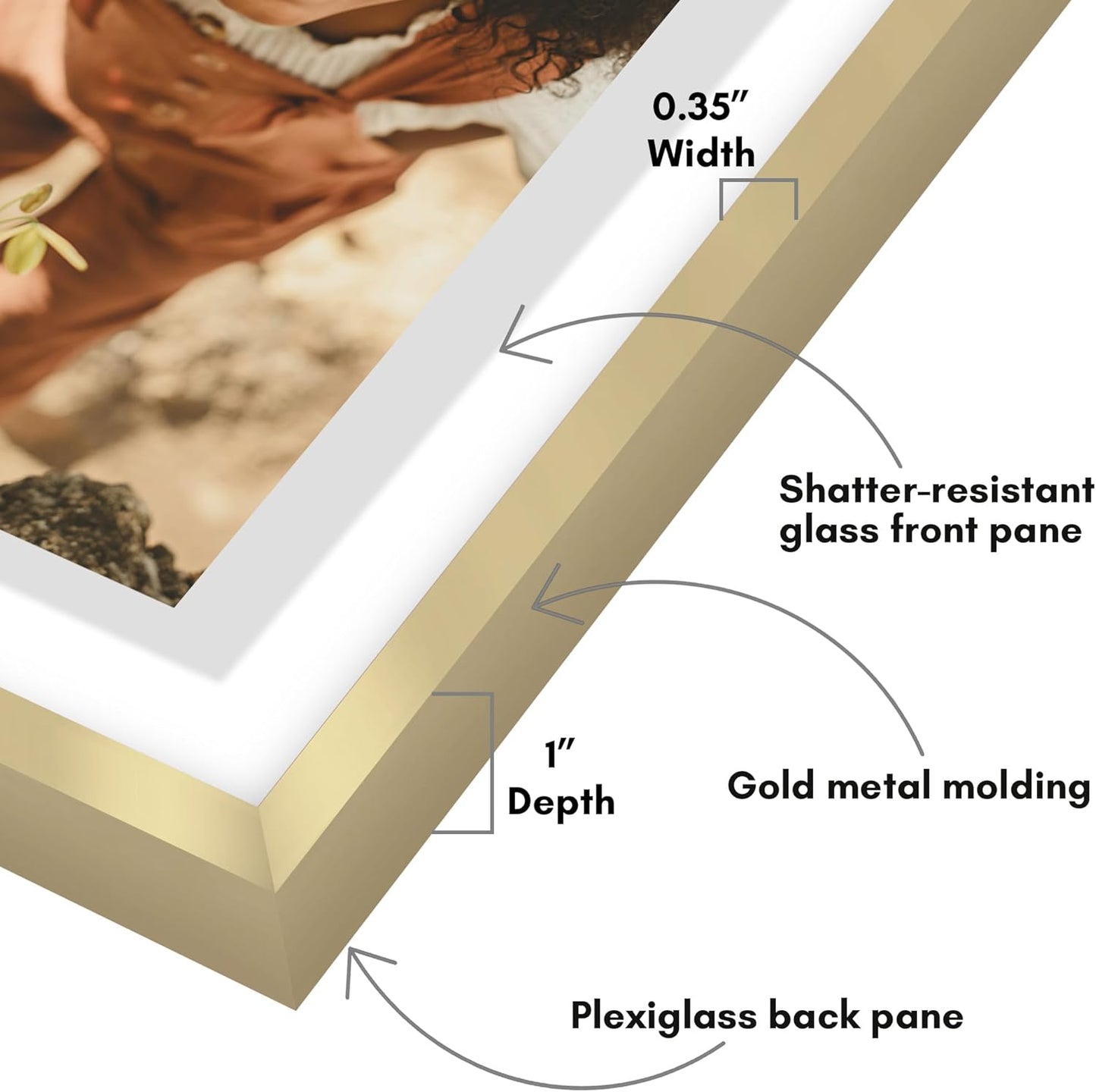 Americanflat Aluminum 11x14 Floating Picture Frame with Shatter-Resistant Glass - Use as 8x10 Picture Frame or Display 11x14 Photo - Signature Float Collection - Photo Frames for Wall Display - Black