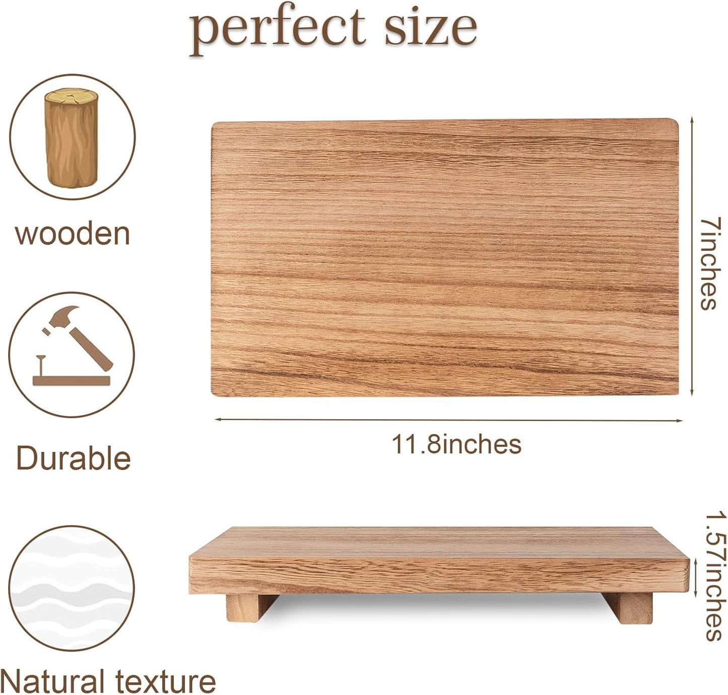 zoocatia Small Wood Tray Pedestal Stand Farmhouse Bathroom Decor Decorative Wooden Riser Kitchen Soap Dish Holder for Vanity, Counter, Sink, Brown