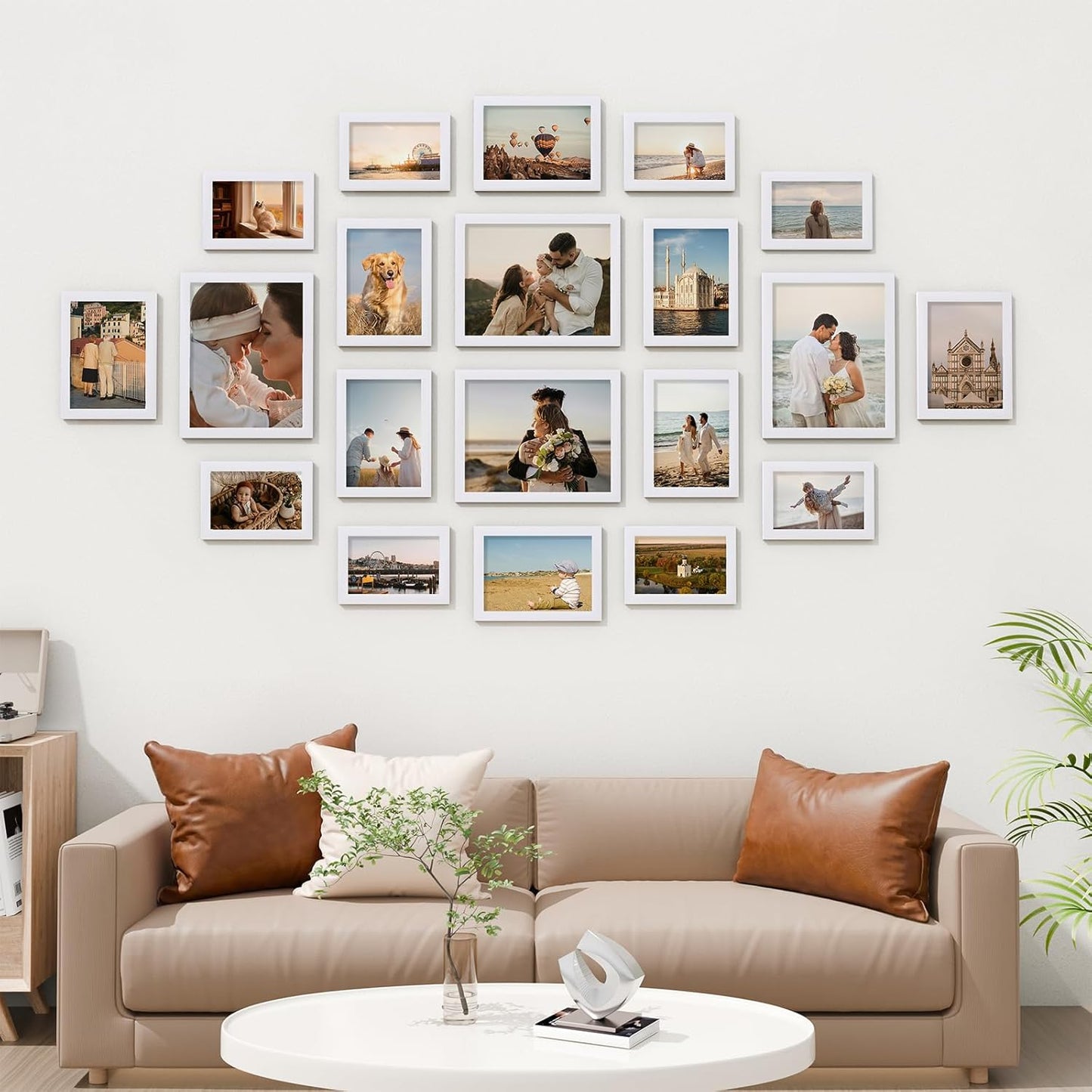Vittanly 20 Pack Picture Frames Collage Wall Decor, Multi Sizes Including 4pcs 8x10, 8pcs 5x7 and 8pcs 4x6 Photo Frames, Gallery Frame Set for Wall or Tabletop Display, Black, Brown and Dark Grey