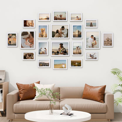 Vittanly 20 Pack Picture Frames Collage Wall Decor, Multi Sizes Including 4pcs 8x10, 8pcs 5x7 and 8pcs 4x6 Photo Frames, Gallery Frame Set for Wall or Tabletop Display, Black, Brown and Dark Grey