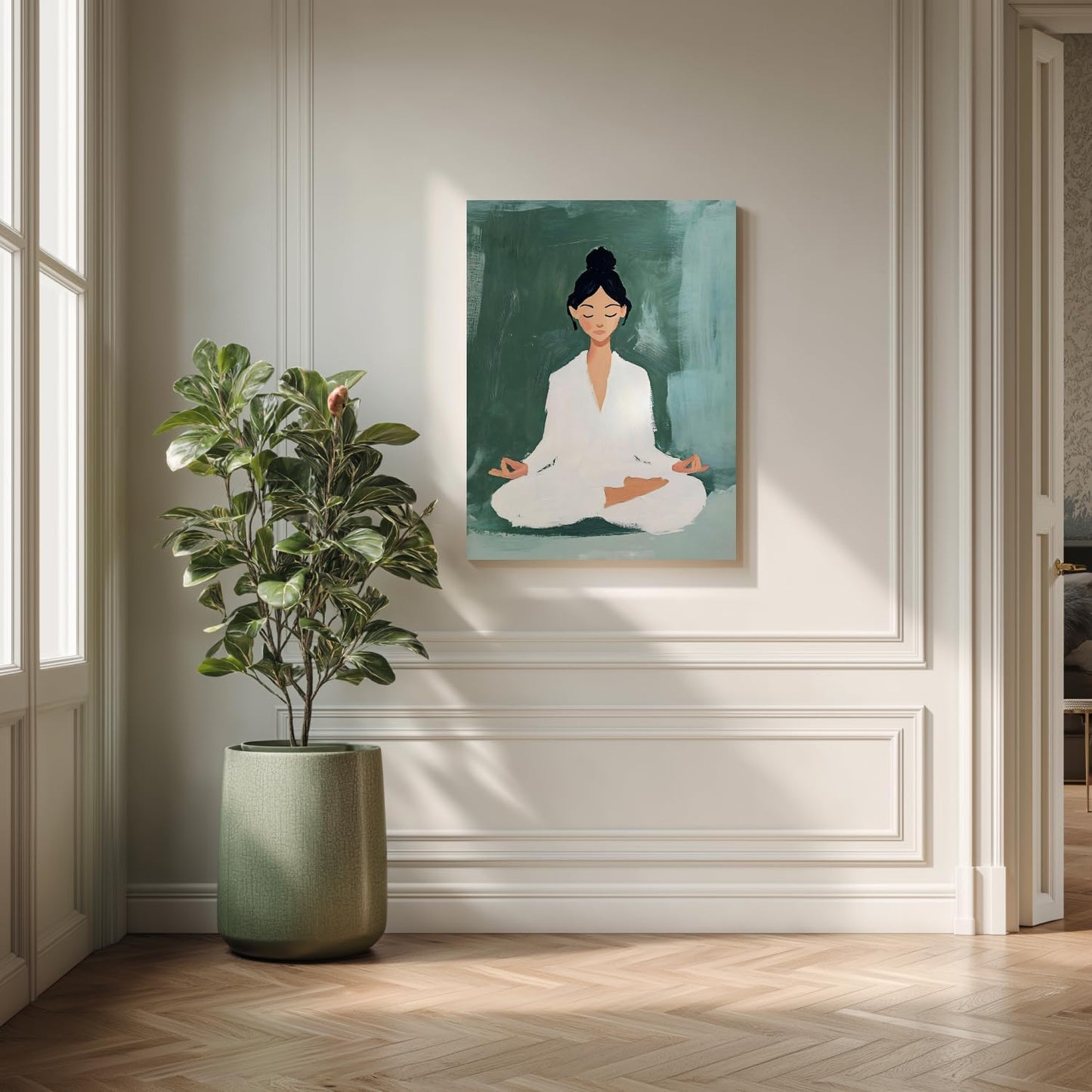 GELDSTEI Calm Zen Botanical Canvas Wall Art, White Lotus Blooming on Stones in Water Aesthetic Pictures, Yoga Spa Meditation Room Decor, Modern Spiritual Poster Prints for Zen Office Framed Set of 3, Each 12x16 Inch