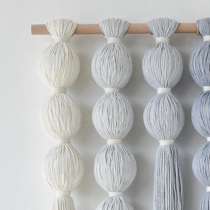 IOWER Macrame Wall Hanging 27" W x 31" L Boho Wall Decor Sphericity Cotton Textile Wall Hanging Art Fiber Yarn Art Handmade Detachable Assembly