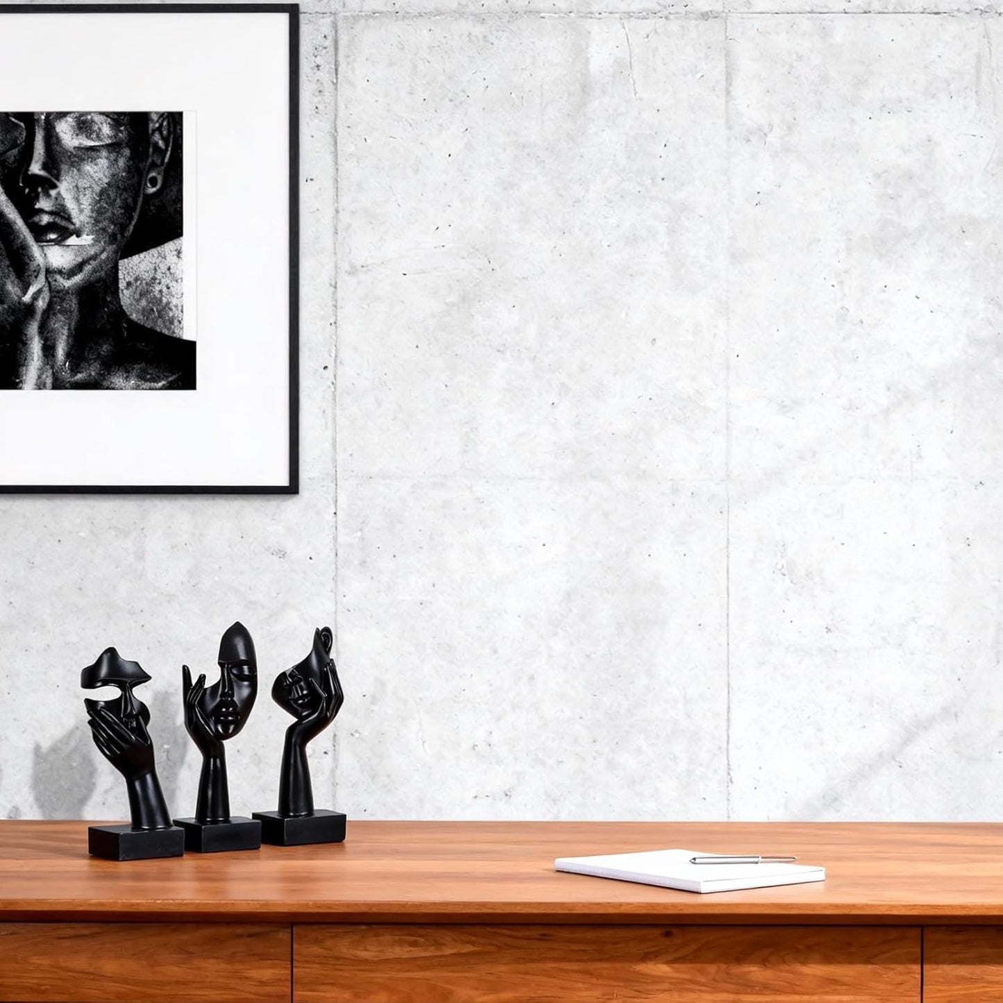 3 Pcs Thinker Small Statue Set - Black Gold Home Decor Abstract Art Figurines for Shelves, Living Room Coffee Table, Office Desktop (3 Pcs Gold, 6")