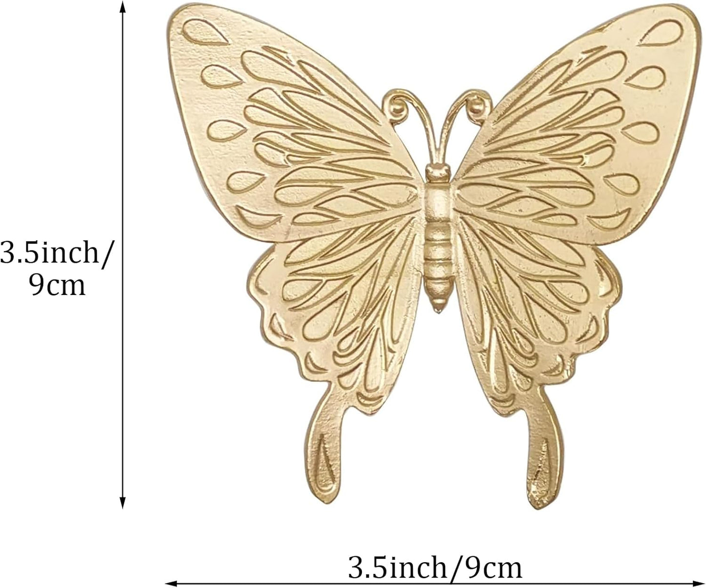 Gold Butterfly Sculpture Solid Metal Insect Ornament Mini Butterfly Figurine for Home Office Garden Desktop Decor