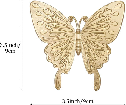 Gold Butterfly Sculpture Solid Metal Insect Ornament Mini Butterfly Figurine for Home Office Garden Desktop Decor