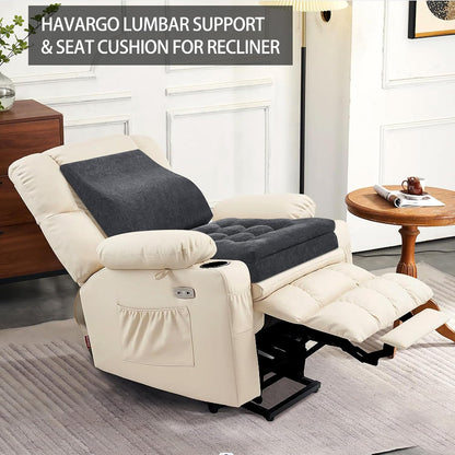 Recliner Cushions for Elderly, 20x20x5 Inch Thick Chair Cushion Patent Design Soft Tufted Dual Layer Booster Seat Cushions for Seniors Recliner Risers Taupe 1P