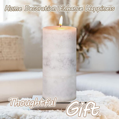 Pillar Candles Vanilla Cupcake Scented Immeiscent Aromatherapy Candle 50+ Hours Clean Burning Long Lasting Mottled Layered Candles for Home Scented SPA Restaurant Set of 3