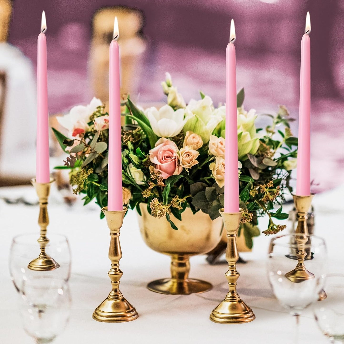 KONNI 0.87×10 Inch Ivory Taper Candles, Unscented and Smokeless Tall Candlesticks, 10 Pack Tapered Candles with Cotton Wicks, Long Burning, Ideal for Weddings, Dinner Parties, and Home Décor