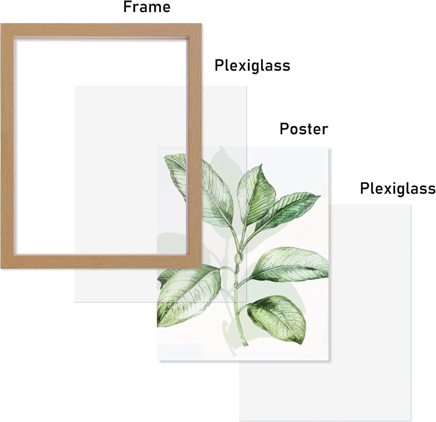 CORE ART 8x10 Floating Picture Frame,Double Plexglass Floating Frame for 5x7,4x6 Pictures,Wall or Tabletop Display,Black
