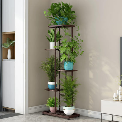 LINZINAR Plant Stand Indoor Outdoor Corner 4 Tier Metal Plant Shelf Patio Plant Rack for Garden Corner Balcony Living Room