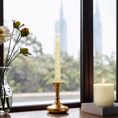 5 Inch Spirat Tapared Candles 10 Pack,0.78" Diameter Ivory Naturel Bee Candles Candlestick,7 Hours Long Lasting Smokeless and Unscented for Home Decoration