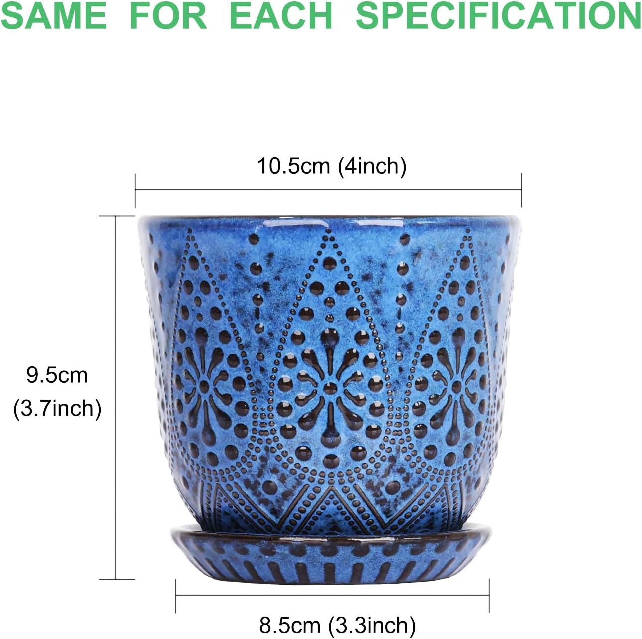 Gepege 6 Inch Beaded Ceramic Planter Set of 2 with Drainage Hole and Saucer for Plants, Indoor-Outdoor Large Round Succulent Orchid Flower Pot (Smoked Gray, Inner-pots not Larger Than 5 Inch)
