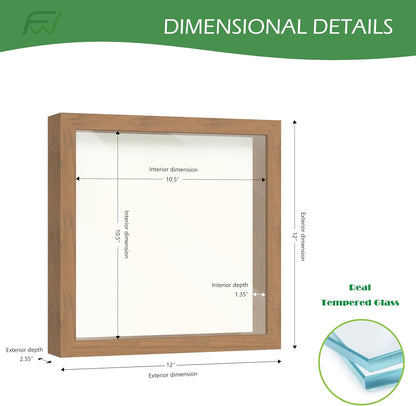 FrameWorks 11” x 14” Dark Oak Wooden Shadow Box Frame – Display Case with Soft Felt Back, Memory Box with Tempered Glass, Display Box with Elegant White Ball Push Pins, Wooden Flower Box