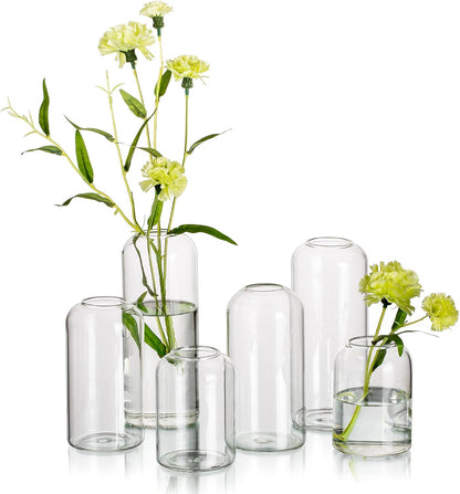 Glass Bud Vases for Flowers - Hewory Blown Modern Small Glass Vases for Centerpieces Set of 12, Mini Clear Bulk Flower Vases for Wedding Party Events Home Decor Floral Arrangement (Not Include Flower)