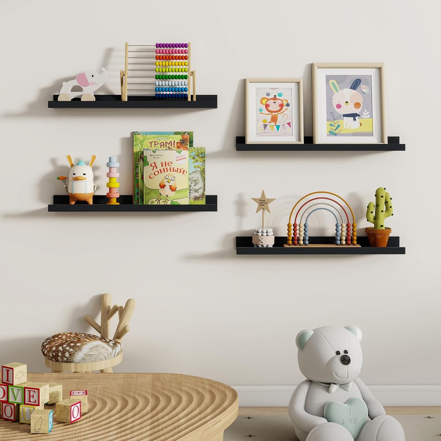 Dreamland Picture Ledge Shelf for Wall, Floating Shelves Set of 2, 48 Inch Long Floating Shelves with Lip for Living Room, Bedroom, Bathroom, Kitchen, White