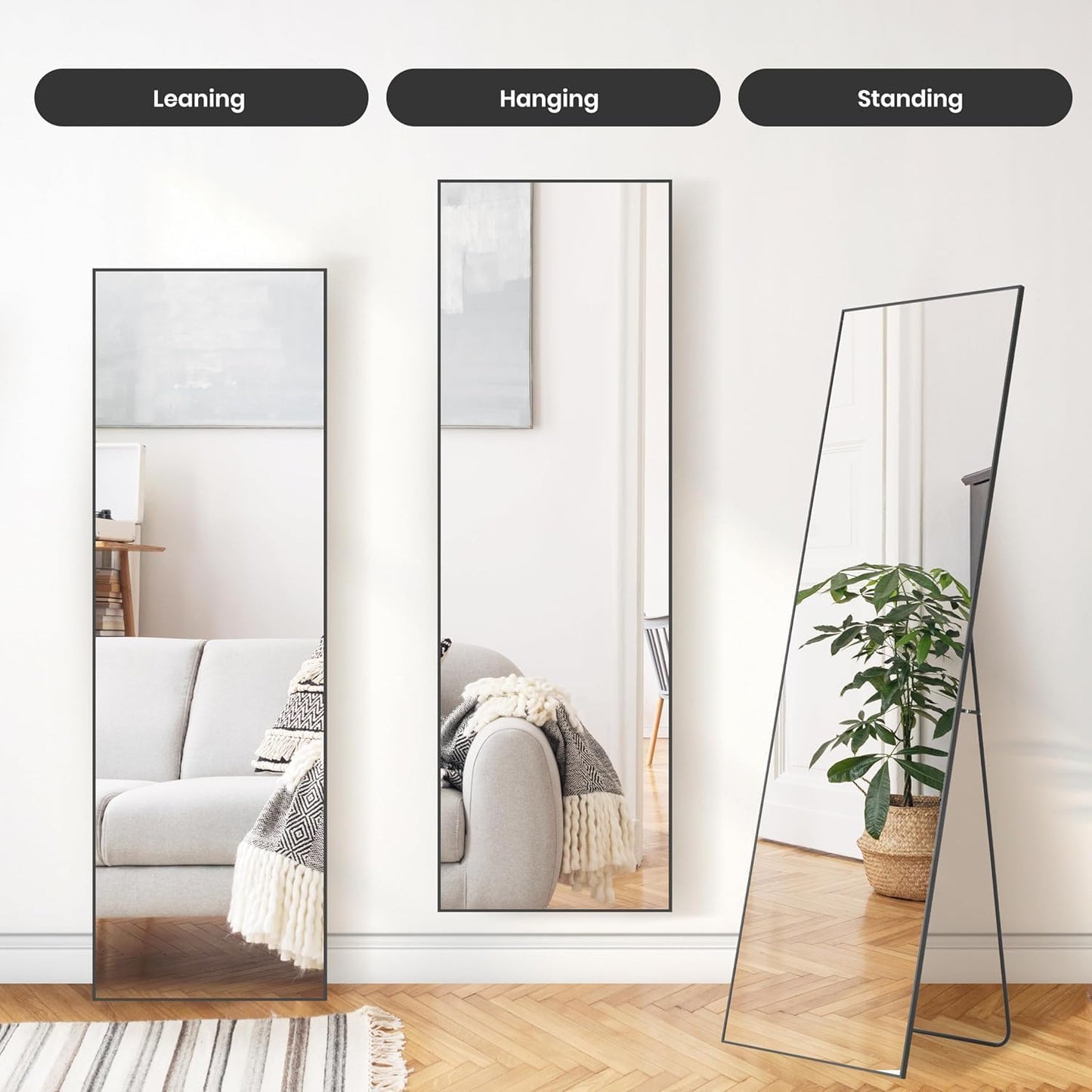 Simple Deluxe Arched Full Length Mirror, 71"x26"Large Floor Mirrors, for Wall Door Bedroom Bathroom Living Room (Gold)