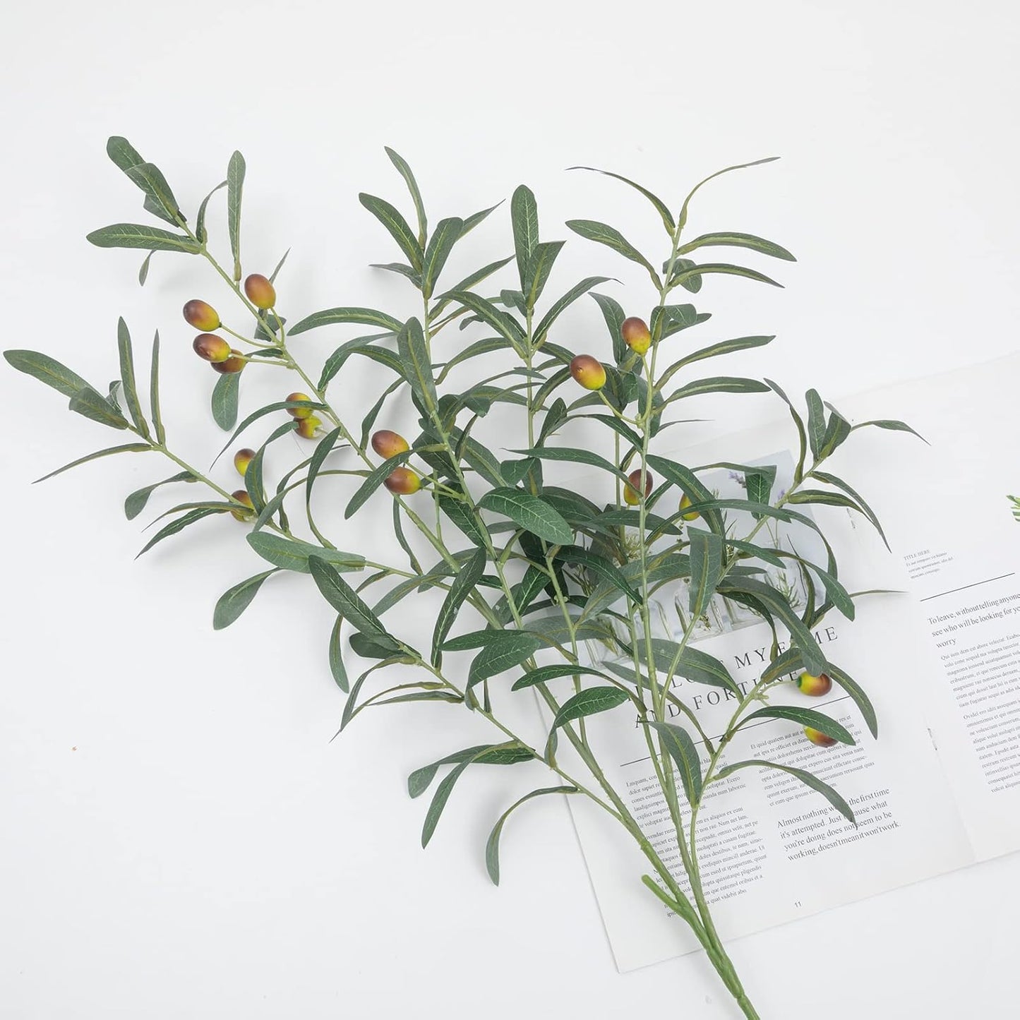 SHACOS 4 PCS 28 inch Artificial Olive Branches for Vases Greenery Olive Stems Faux Tree Branch Twig for Home Wedding Shop Office Garden Decor DIY Floral Crafts