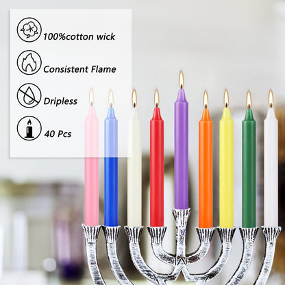 YOROXRG 40 Pack Spell Chime Candles-4 Inch Multi-Colored Taper Candles Sticks-for Home Decor Kitchen Decor Wedding Decoration-10 Colours