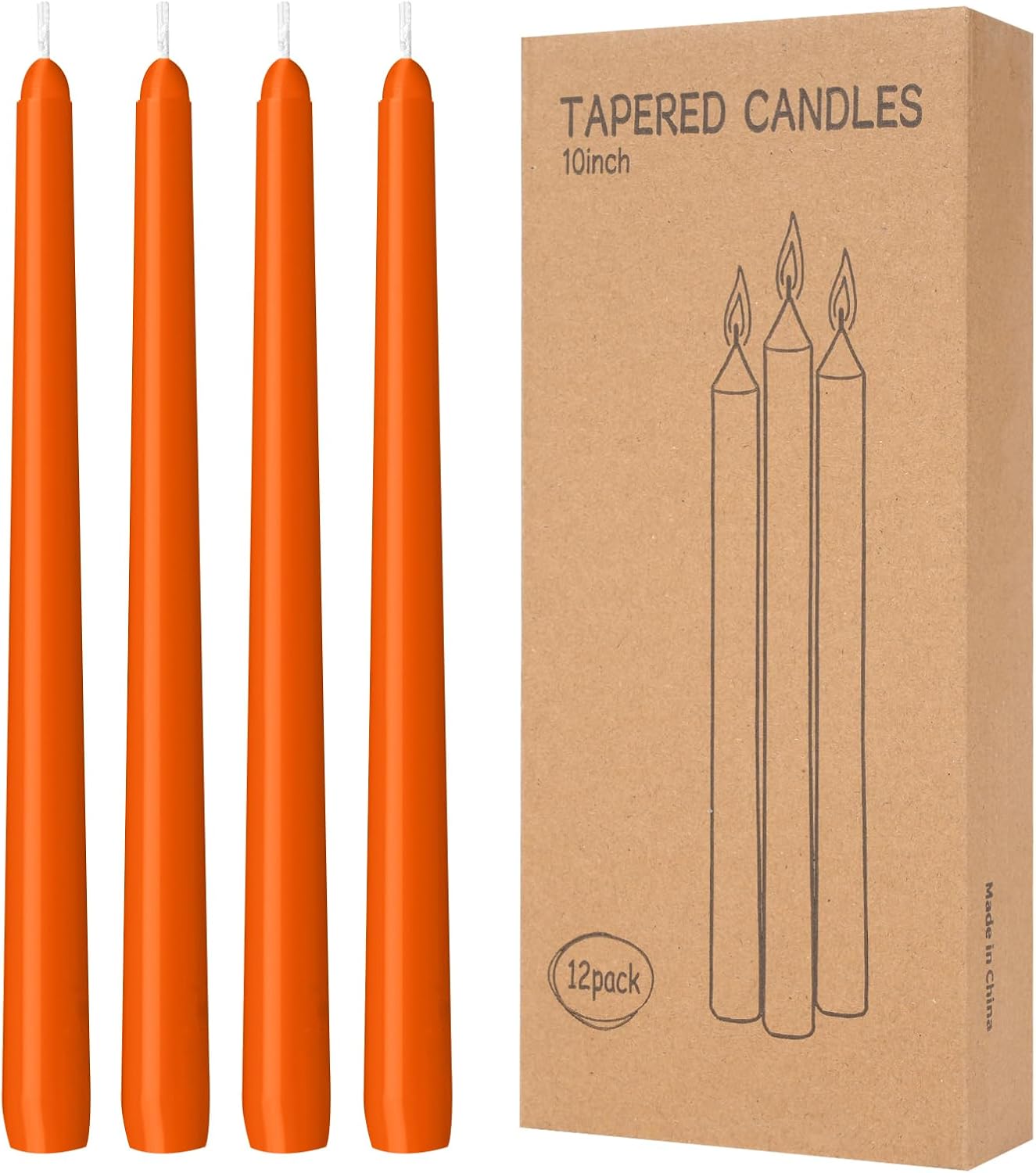 4 Pack Ivory Taper Candles - Taper Candles 10 Inch Dripless, Smokeless & Unscented - 8 Hours Long Burning - Hand Poured Tall Candlesticks - Ideal for Weddings, Dinner Parties, and Home Decor