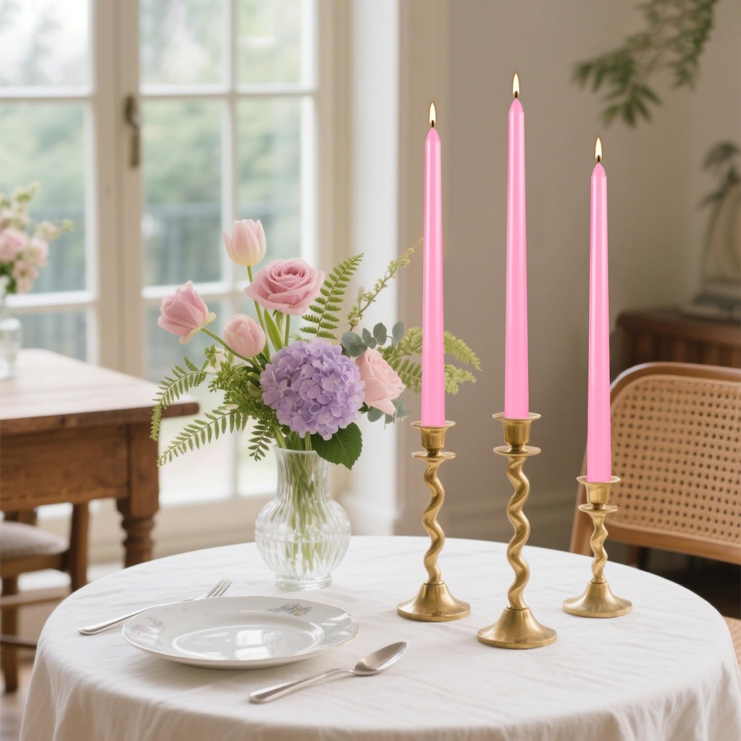 30-Pack 10-Color Taper Candles - 10 Inch Dripless & 10-Hour Burn｜Wedding/Birthday/Home Decor with Premium Wax